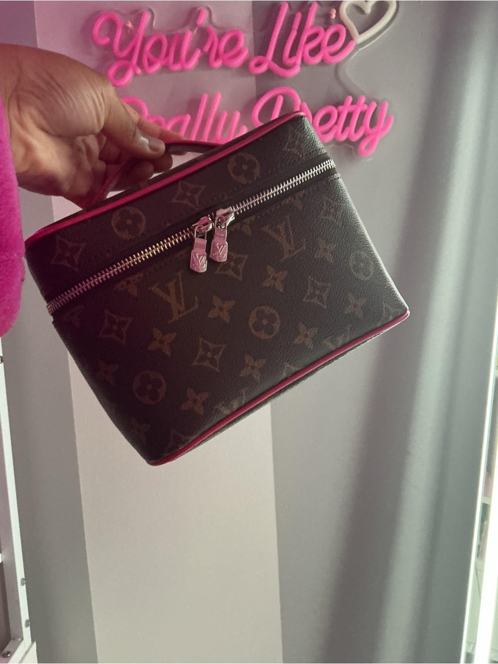 Louis Vuitton Monogram Vanity Case with Pink Trim